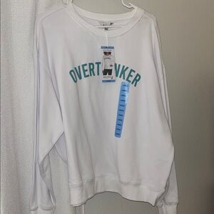 Wildfox White Pullover with Teal Text